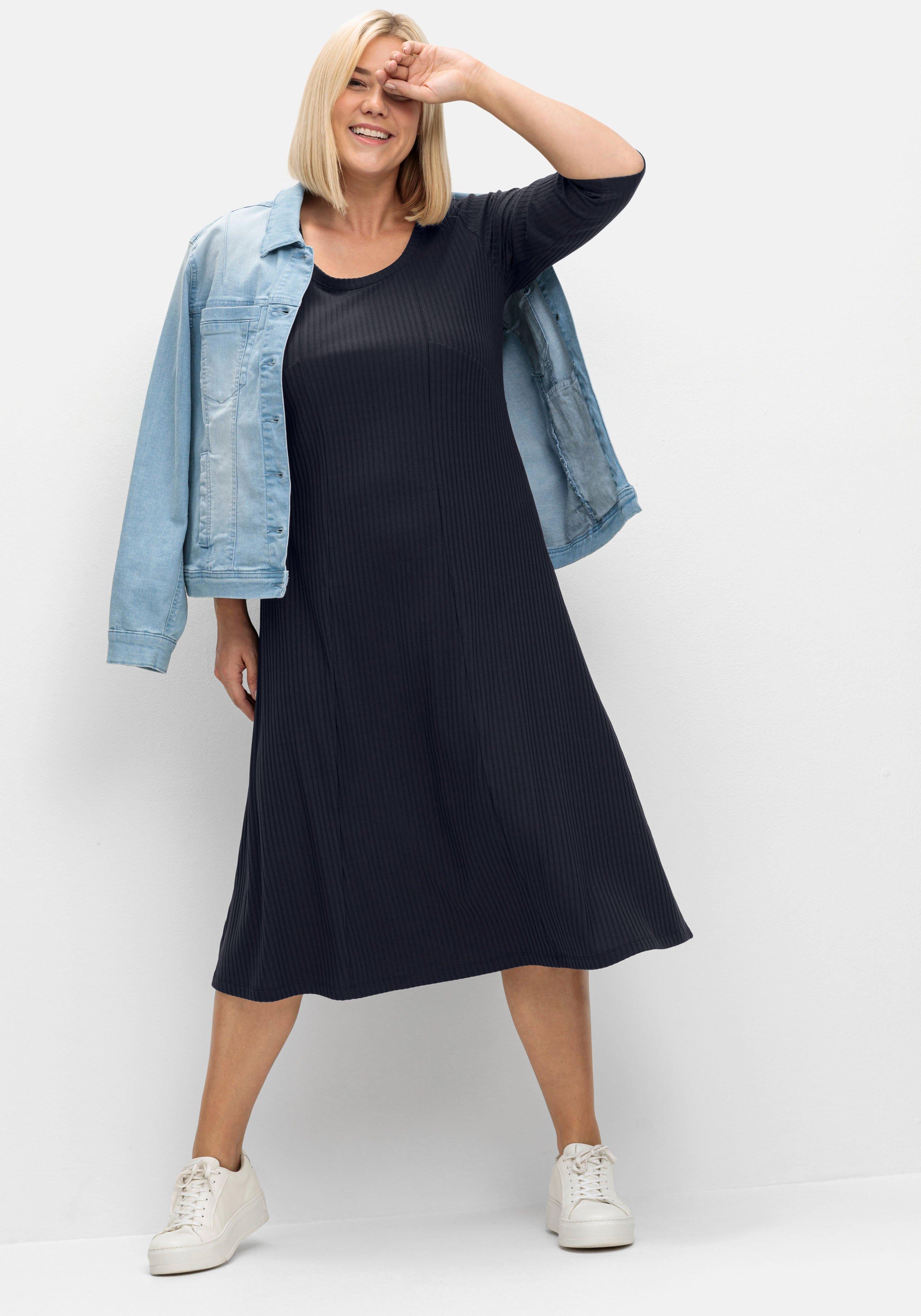 Shirtkleid aus Rippqualität, mit 3/4-Ärmeln