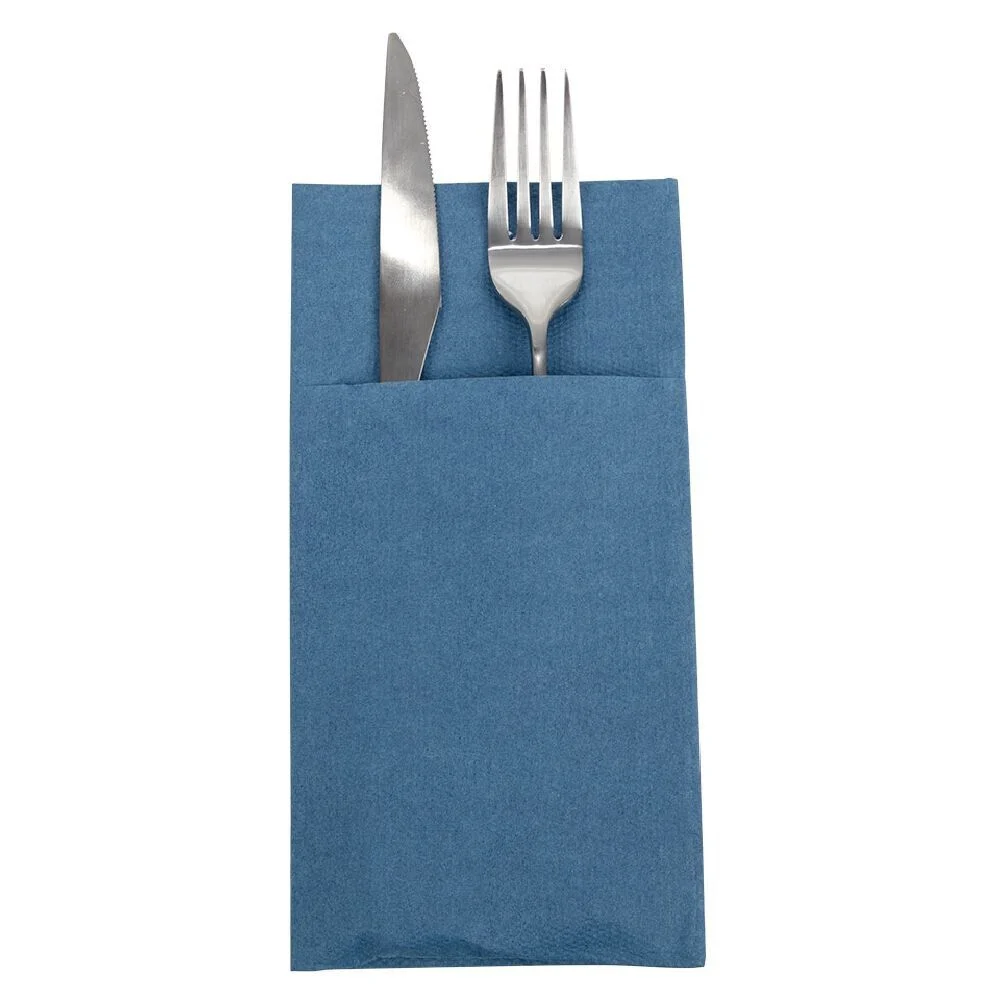 Serviette range couverts 40cm bleu canard x20