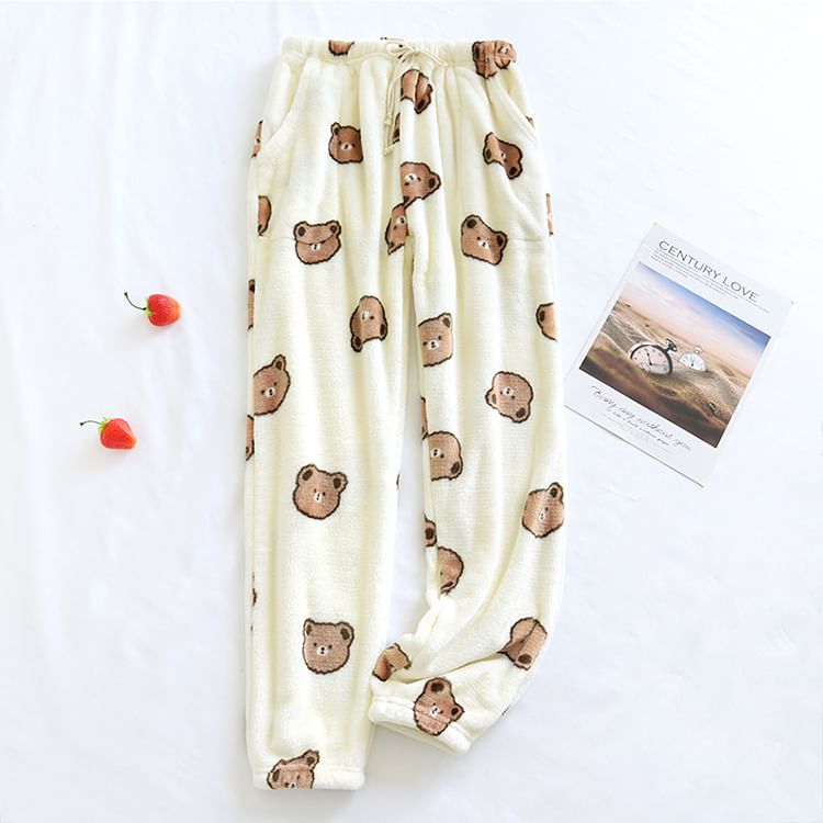 Dogini - Bijpassende flanellen loungebroek met berenprint (verschillende ontwerpen)