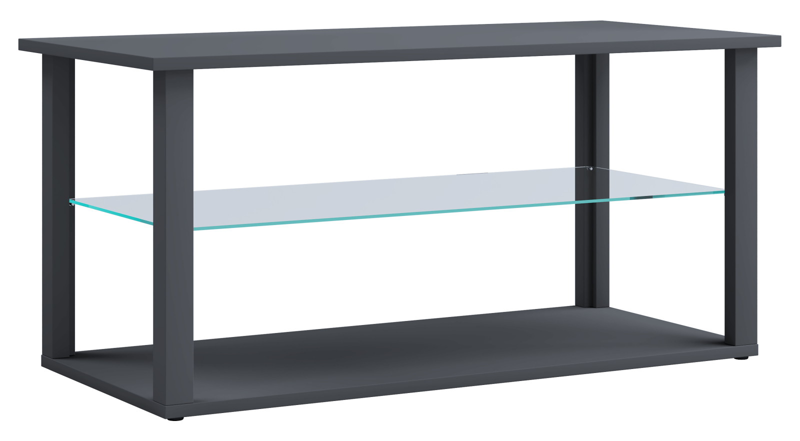 Couchtisch WANILO L - anthrazit - Glasboden - 95x45 cm