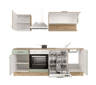 Küchenblock Cara Schilfgrün/Artisan Eiche NB 220cm