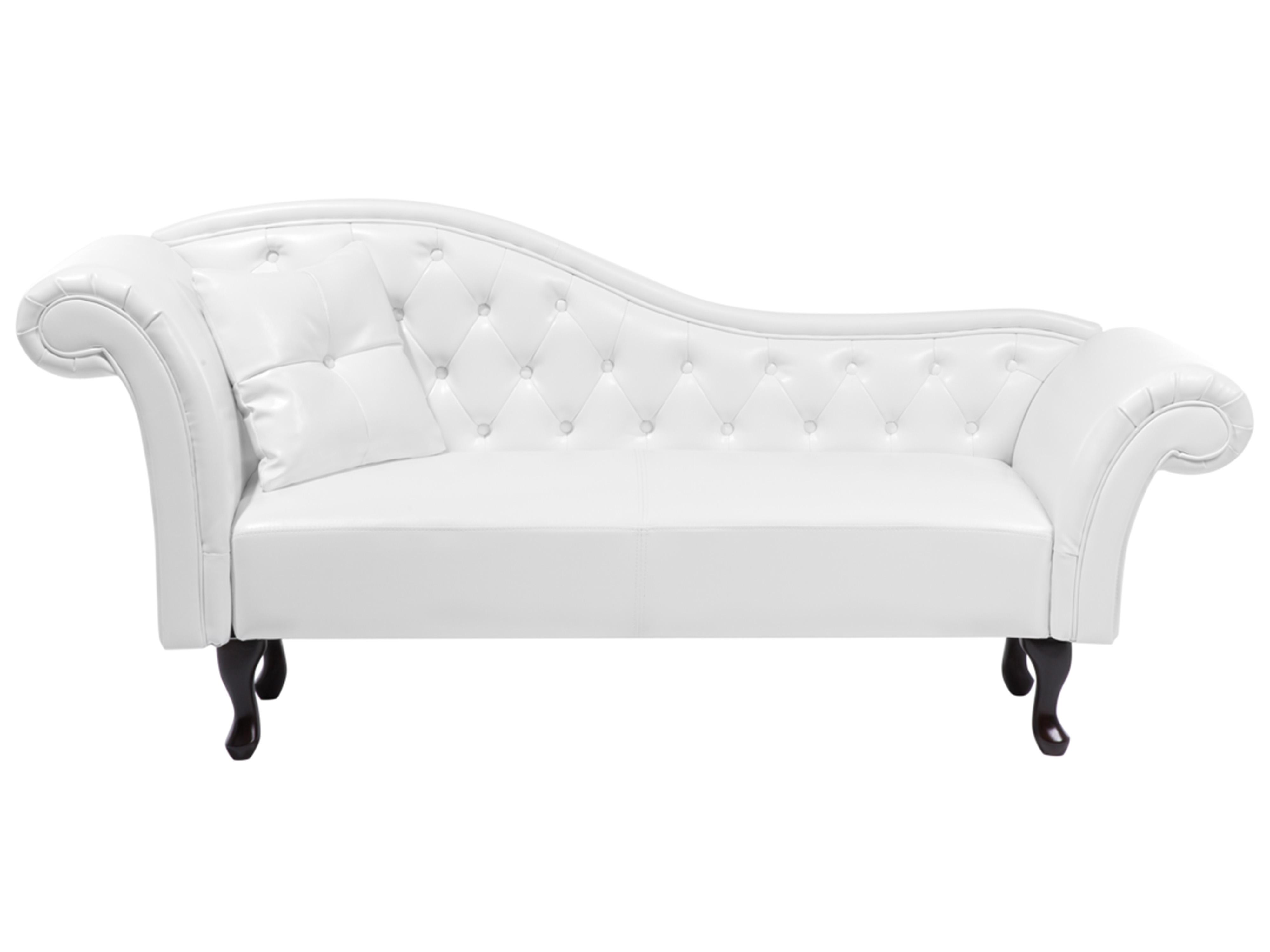 Linkszijdige chaise longue LATTES Kunstleer Wit