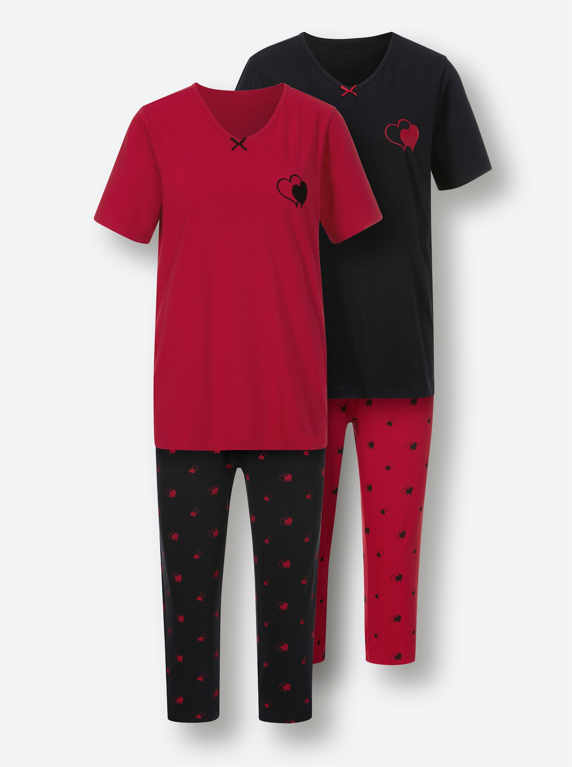 wäschepur Capri-Anzüge in rot + schwarz