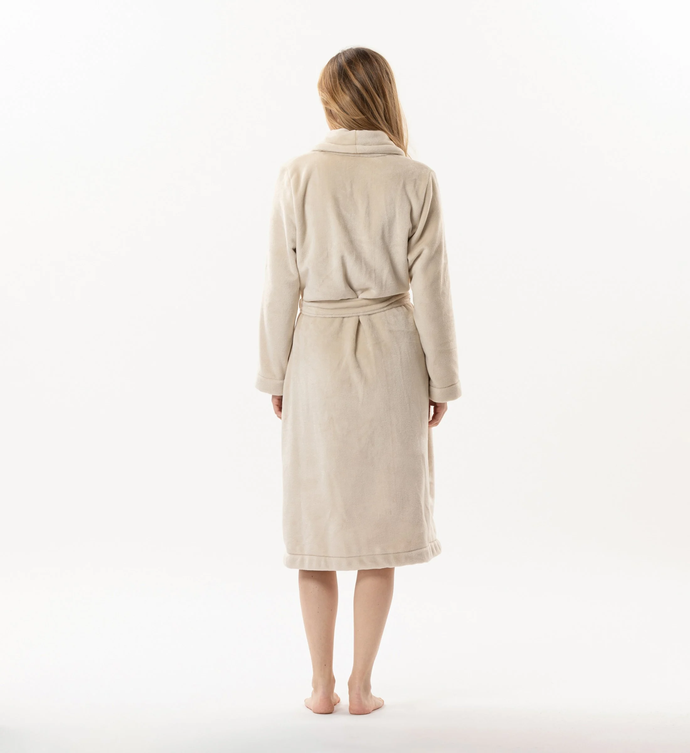 ESSENTIEL H61B - Peignoir en peluche flanelle | Beige