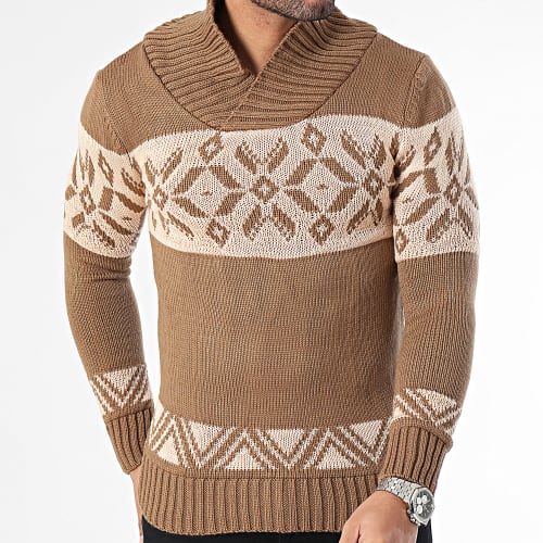 Pull Col Amplified Marron Beige