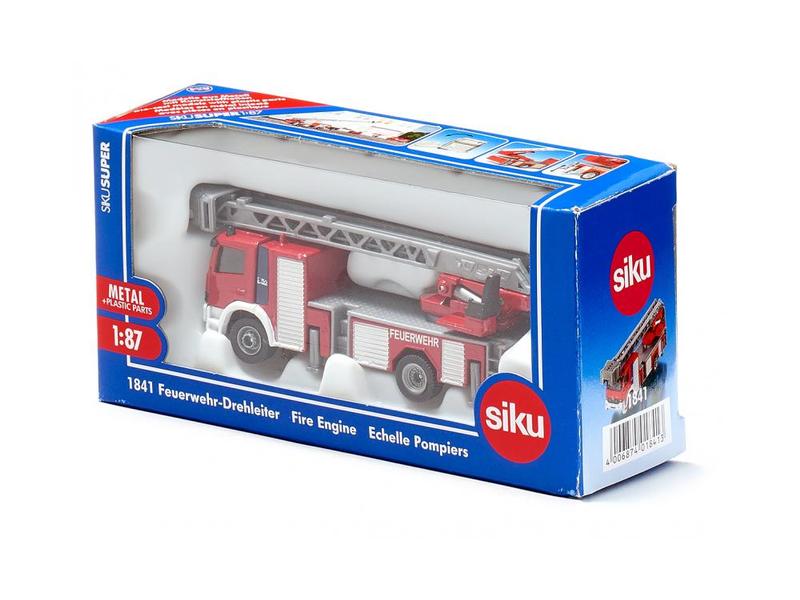 Siku LKW Mercedes Atego Feuerwehr Drehleiter 1:87 H0 Feuerwehr Lastwagen Modell mit Metz Drehleiter Aufbau