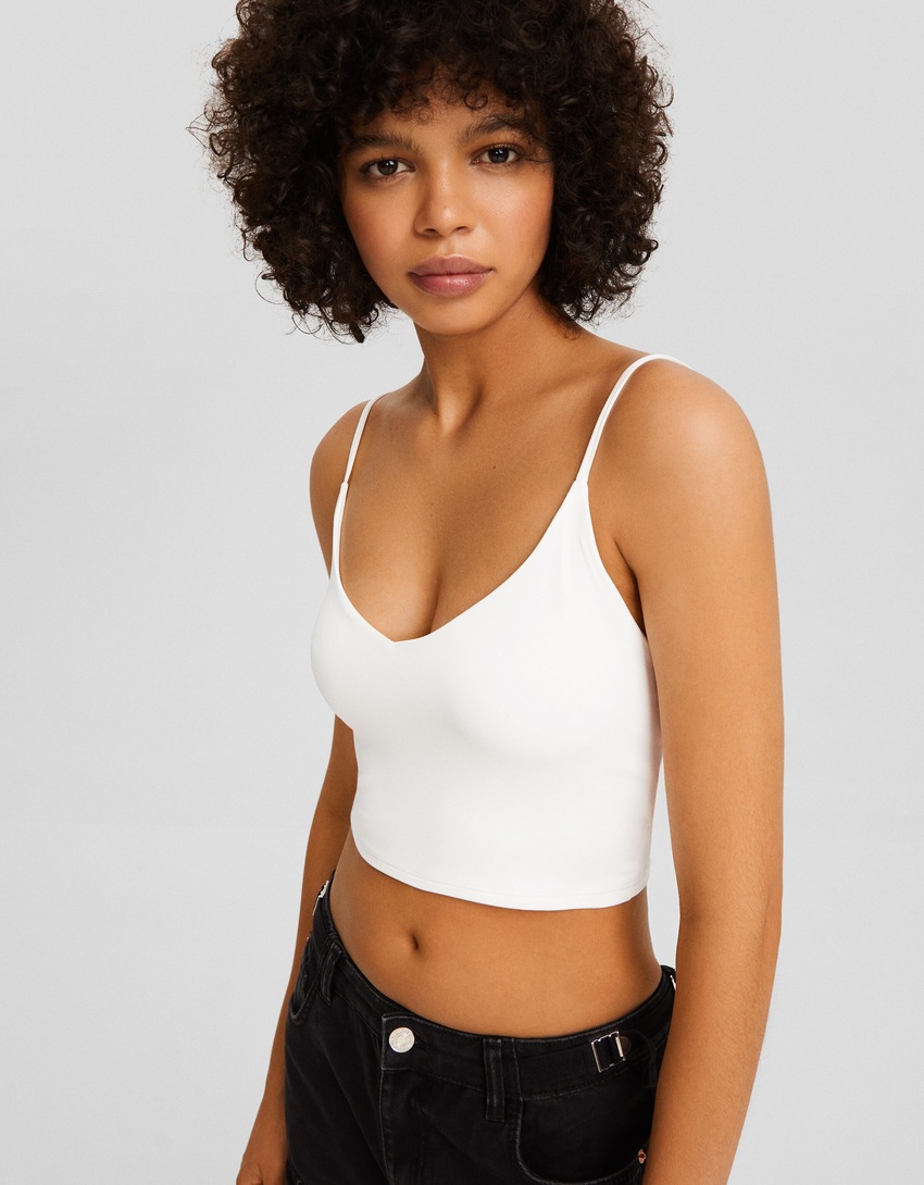 Top cropped de alças finas