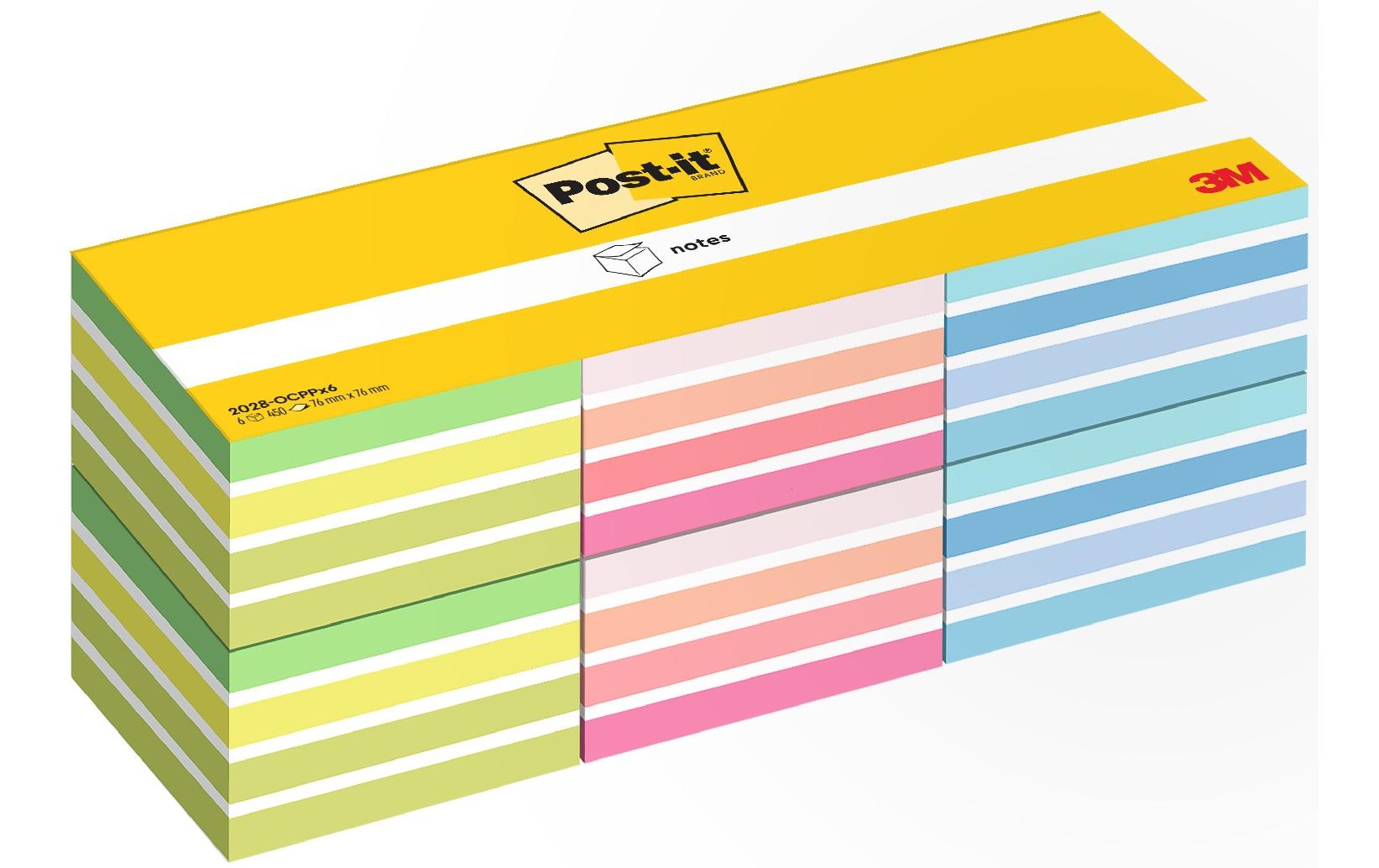 Notizzettel 3M, 76 x 76 mm, 6 Blöcke, verschiedene FarbenHaftnotizen