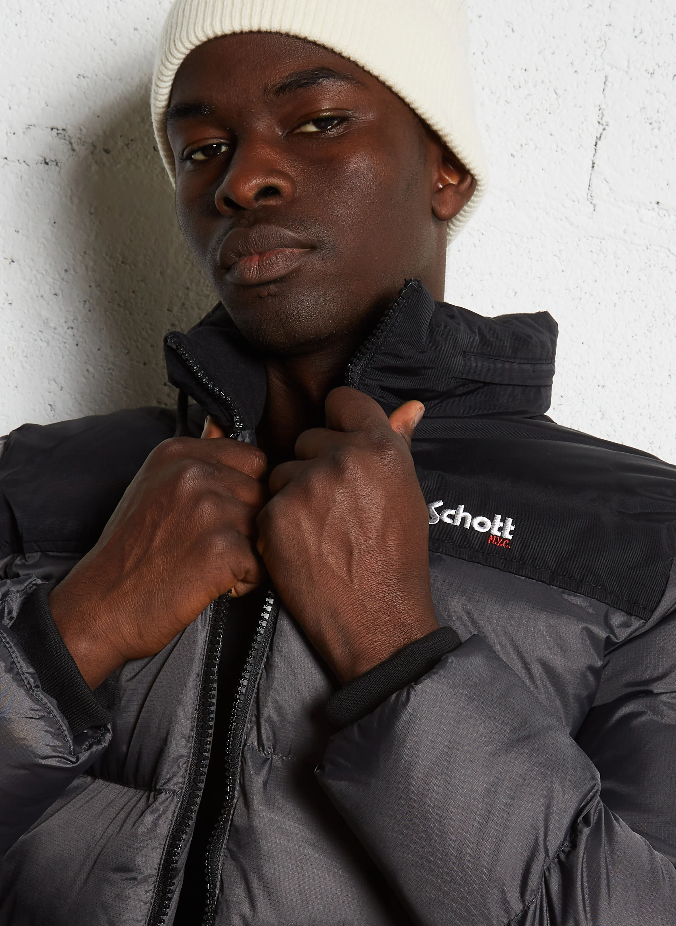 Doudoune col montant | Gris