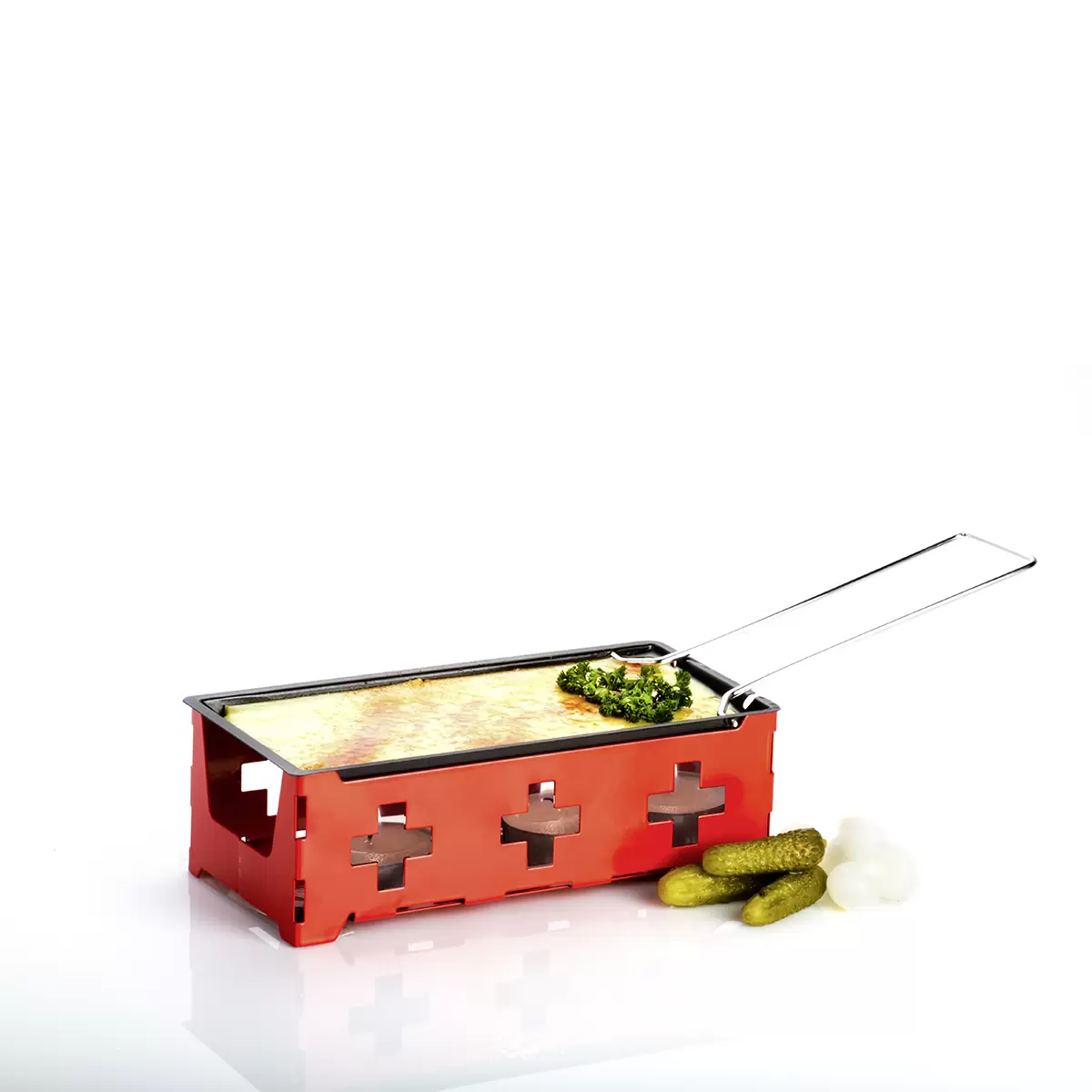Raclette mit Rechaudkerzen CH-Kreuz Rot