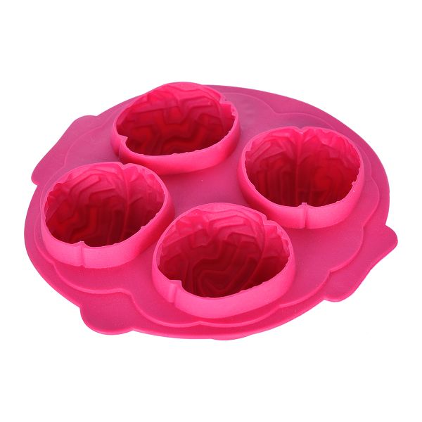 (4-fach) 3D Silikon Eiswürfel Form DIY Ice Cube Tray für Cocktails / Whisky / Softgetränke - Gehirn