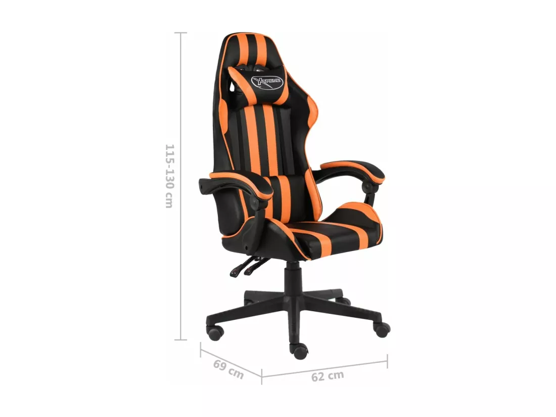 Fauteuil de jeux vidéo Noir et orange Similicuir