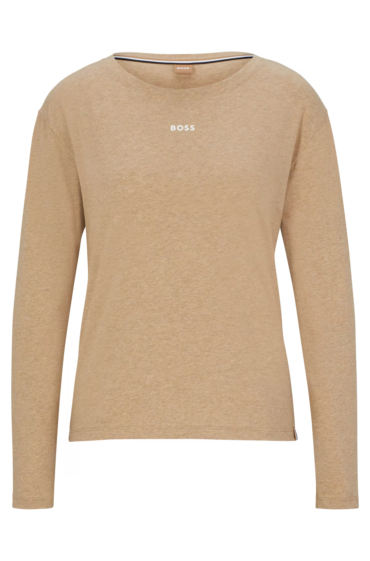 Camiseta BOSS preta estilo pijama em algodão elástico com detalhe do logotipo
