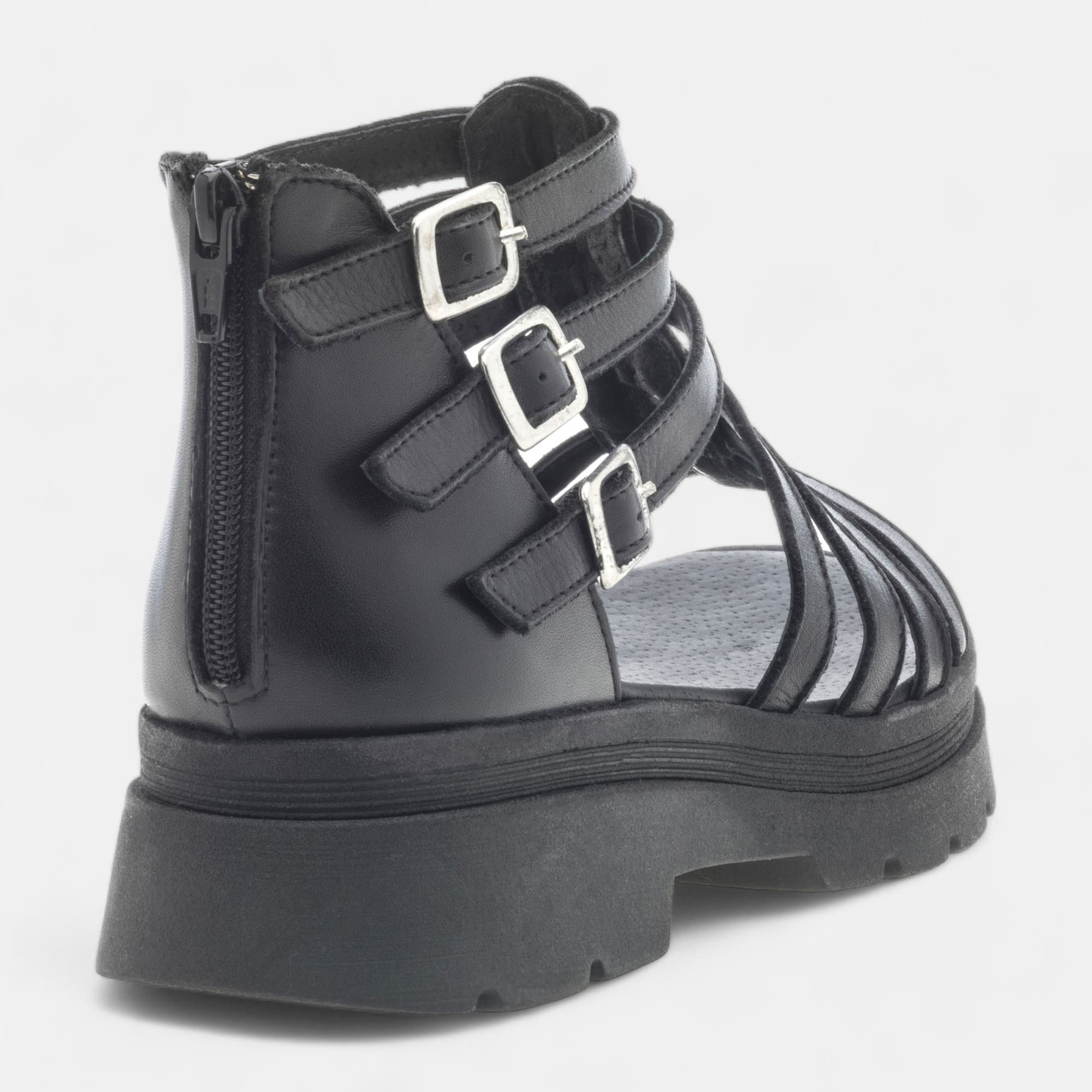 Sandales Femme en cuir noir