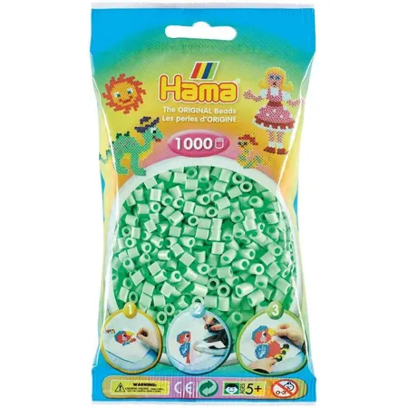 Hama Bügelperlen Bügelperlen Beutel, ca. 1.000 Midi Bastelperlen, 5 mm Durchmesser, Pastell Mint
