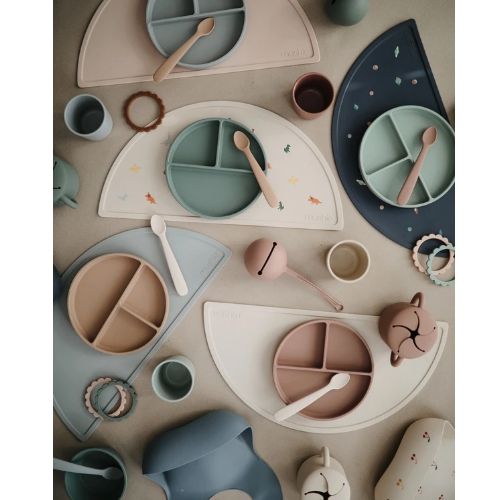 Mushie siliconen babylepels stone & cloudy mauve - 2st