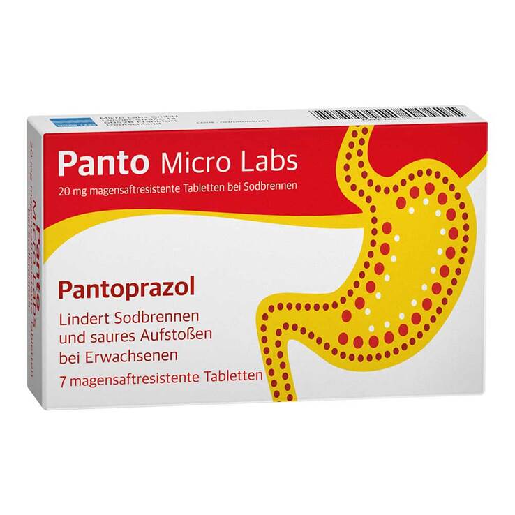 Panto Micro Labs 20 mg magensaftresistent Tabletten bei Sodbrennen, 7 St