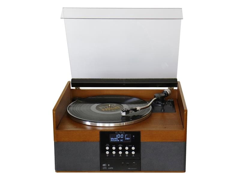 soundmaster Stereoanlage PL910 Braun/Schwarz Stereo-Musiksystem mit Plattenspieler, DAB /UKW-Radio, CD/MP3, USB und Bluetooth