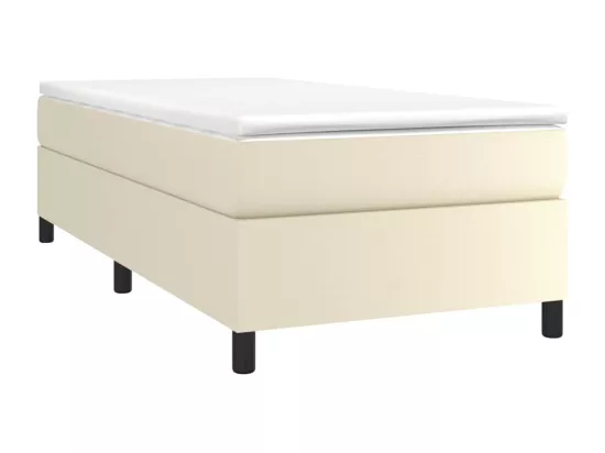 Sommier tapissier avec matelas Crème 90x200 cm Similicuir