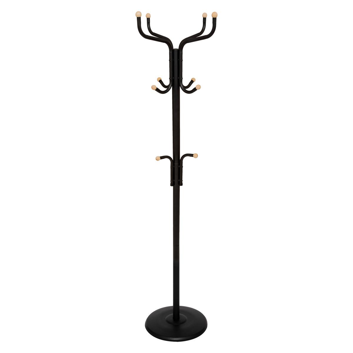 PORTE MANTEAUX 11 TIGES METAL AVEC BOULES BOIS