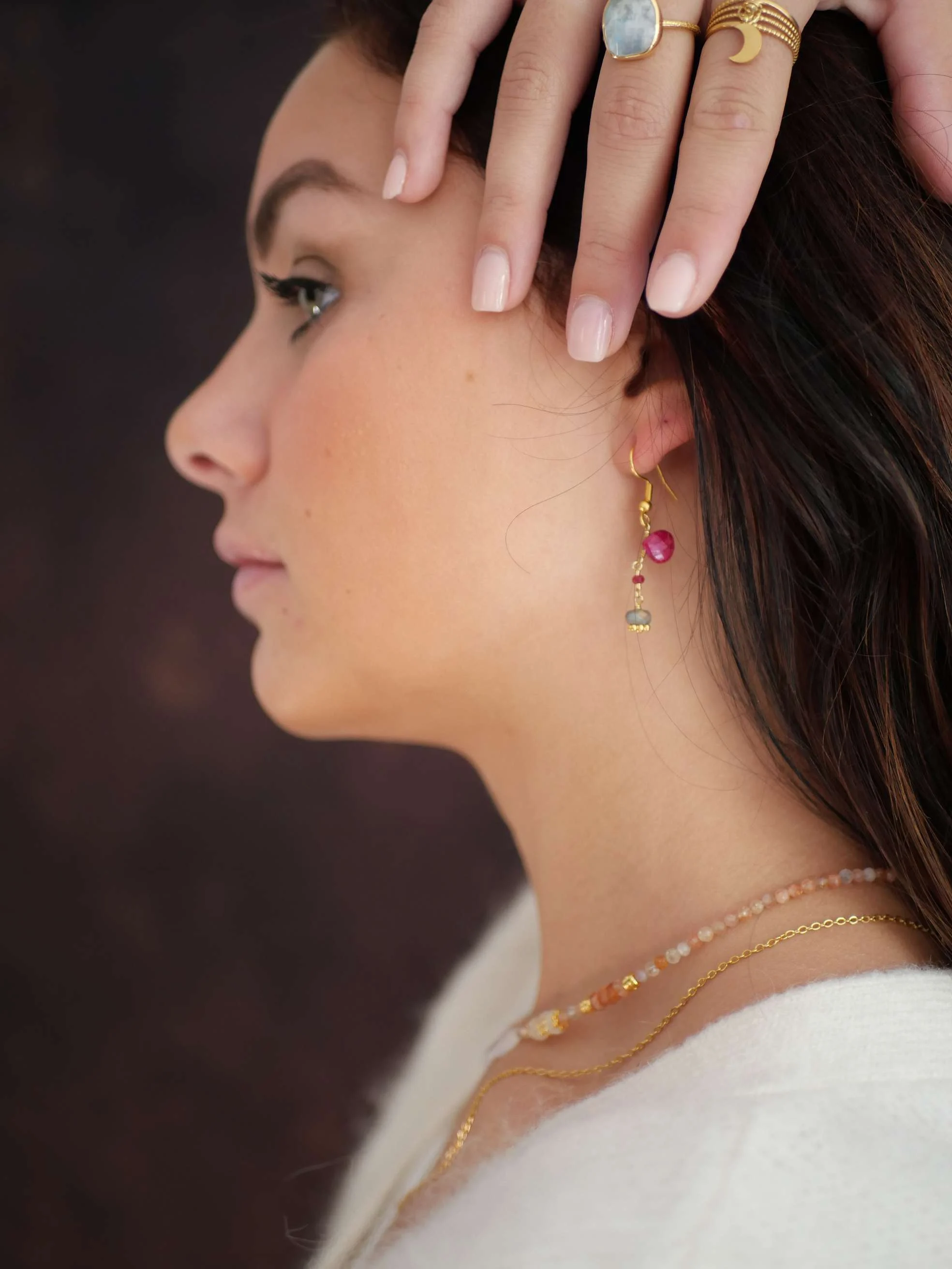 MAHITA - Boucles d'oreilles rubellite | Rose