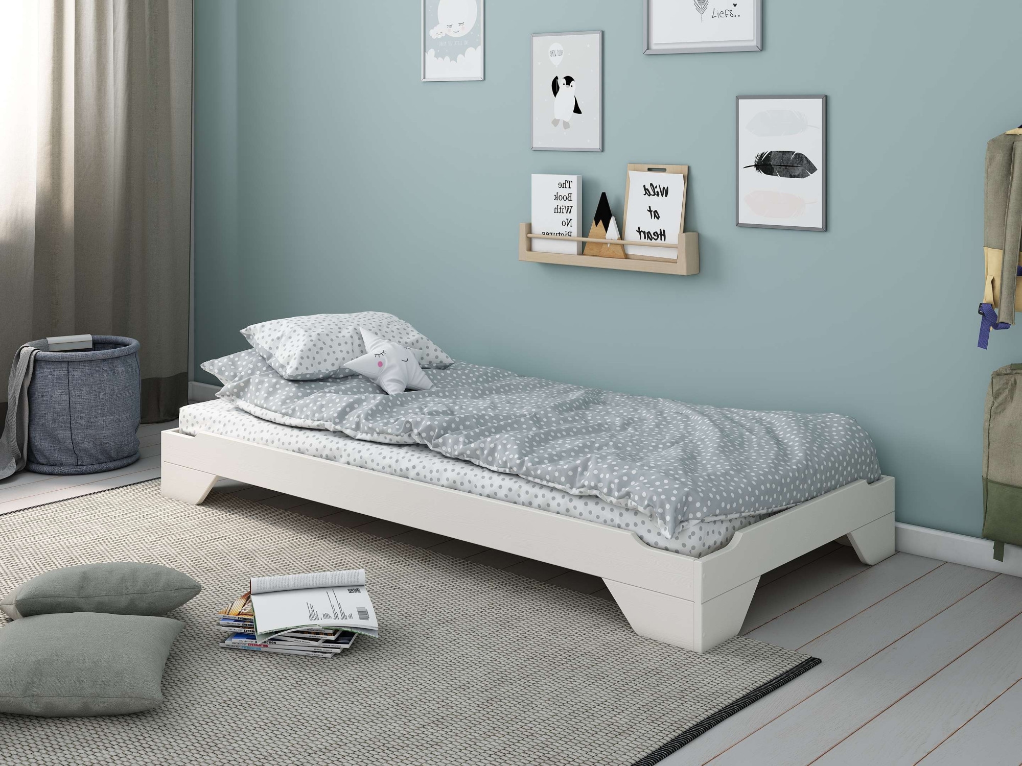 Home affaire Massivholzbett »Melwine, Stapelbett, platzsparend, modern« 1 Bett,  inklusive Lattenrost, platzsparend und ideal für Besuch!
