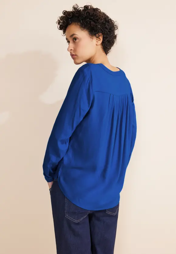 Basic Bluse in Unifarbe - fresh intense gentle blue