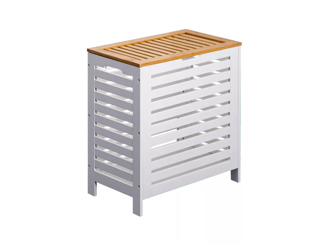 Panier de bain MDF Bambu Blanc Marron Vêtements sales