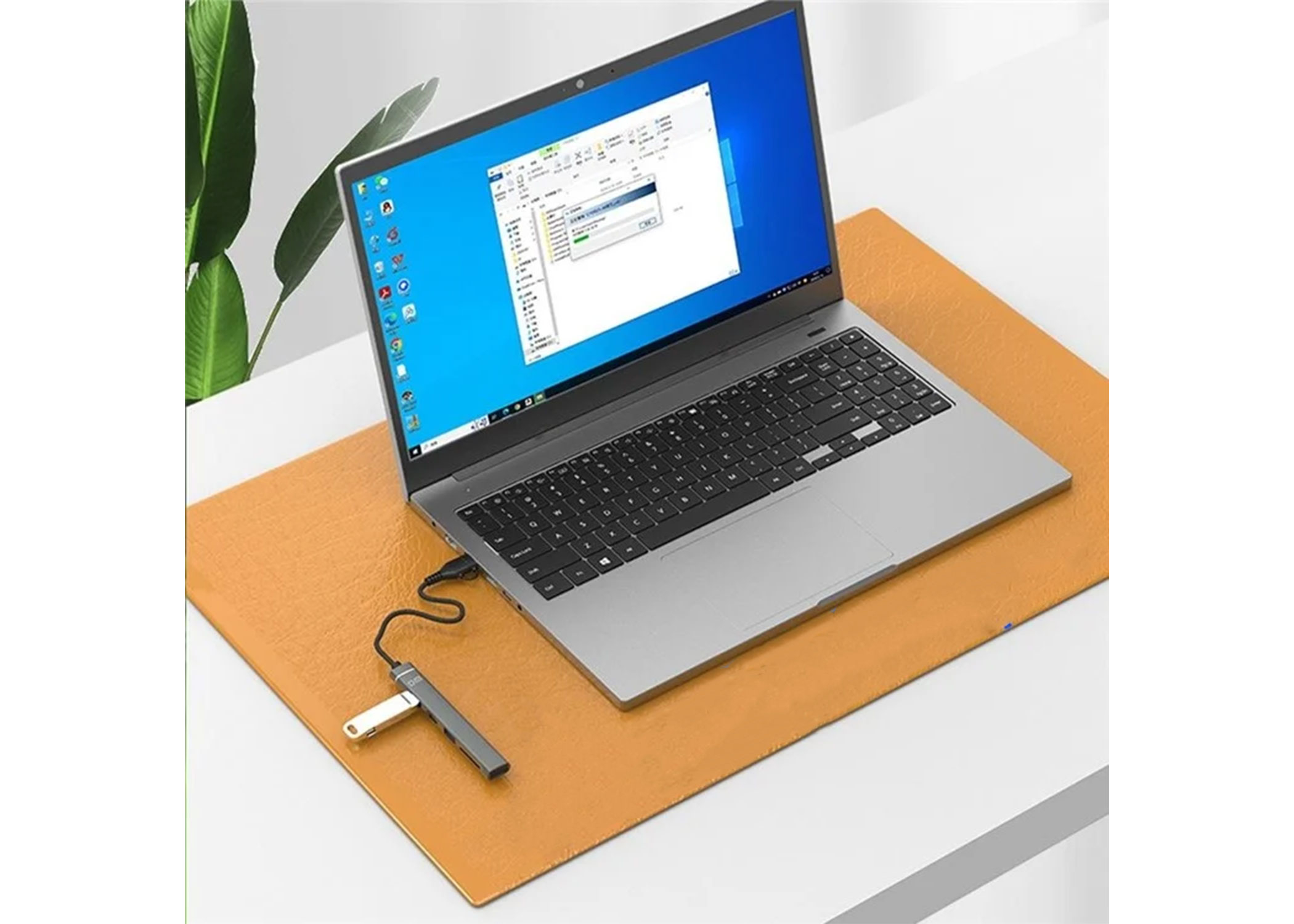 (USB 2.0) Ultra-Slim USB-C / USB-A Multiport Adapter HUB mit 2x USB-C / USB-A / SD und MicroSD Kartenleser - Grau