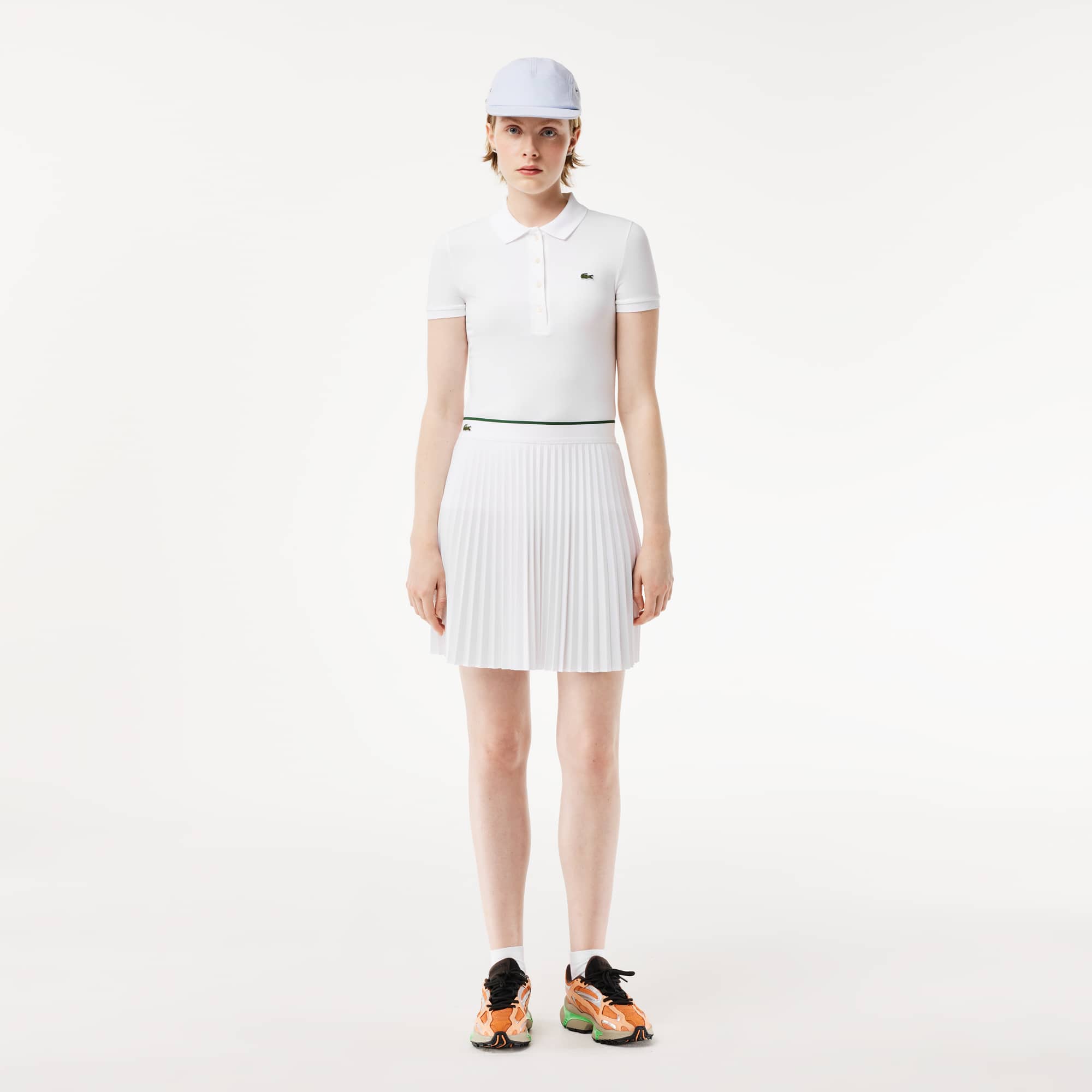 Jupe courte plissée avec ceinture élastiquée Robes & Jupes - Blanc - Lacoste - Femme