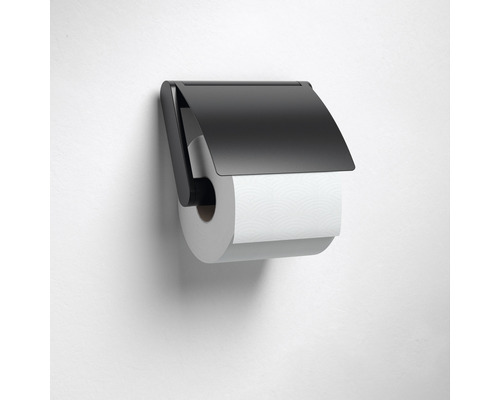 KEUCO Plan Black Selection toiletrolhouder met deksel, matzwart, 14960370000
