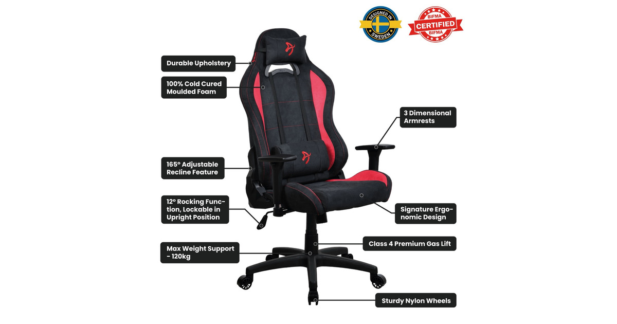 ArozziTorretta Supersoft - Black/Red gamestoel  (Zwart/rood)