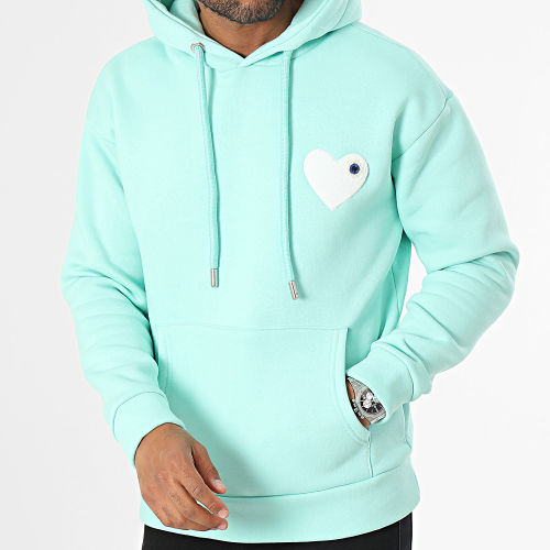 Sweat Capuche Bleu Turquoise