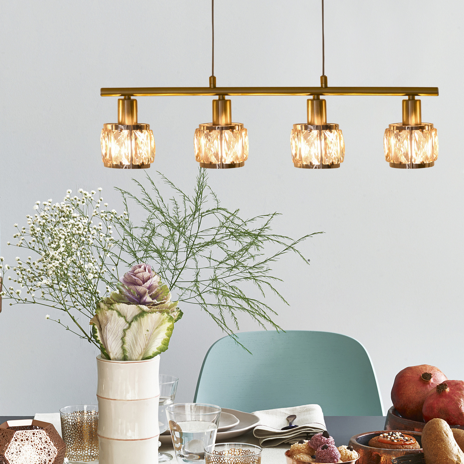 LED-Gegenzugpendelleuchte JOSEFA - gold - 100 cm hoch