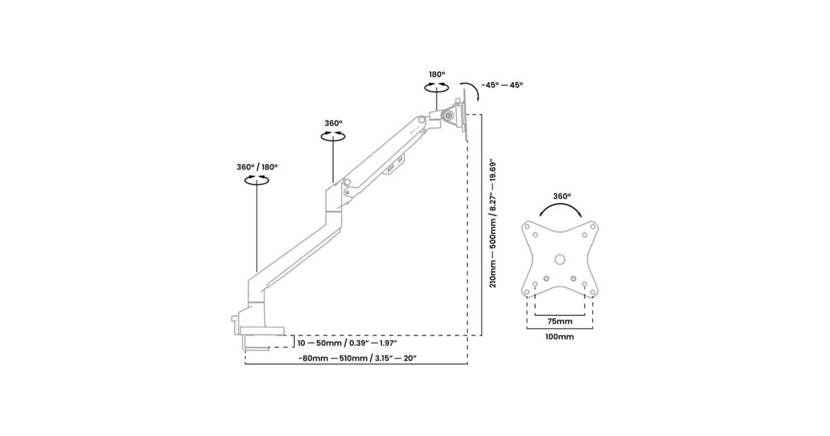 ArozziAlzare Neo Duo - Gas Spring Monitor Arm - White monitorarm  (Wit)