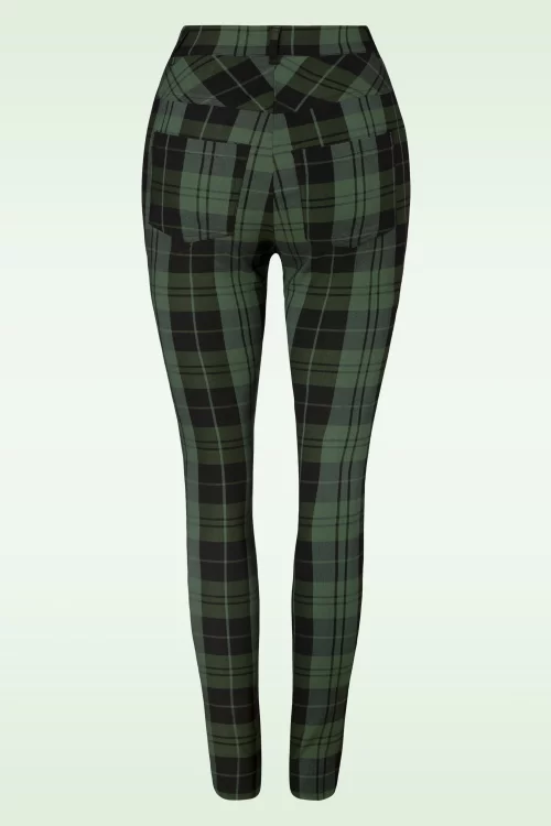 Banned Retro Tilly Tartan broek in zwart en groen