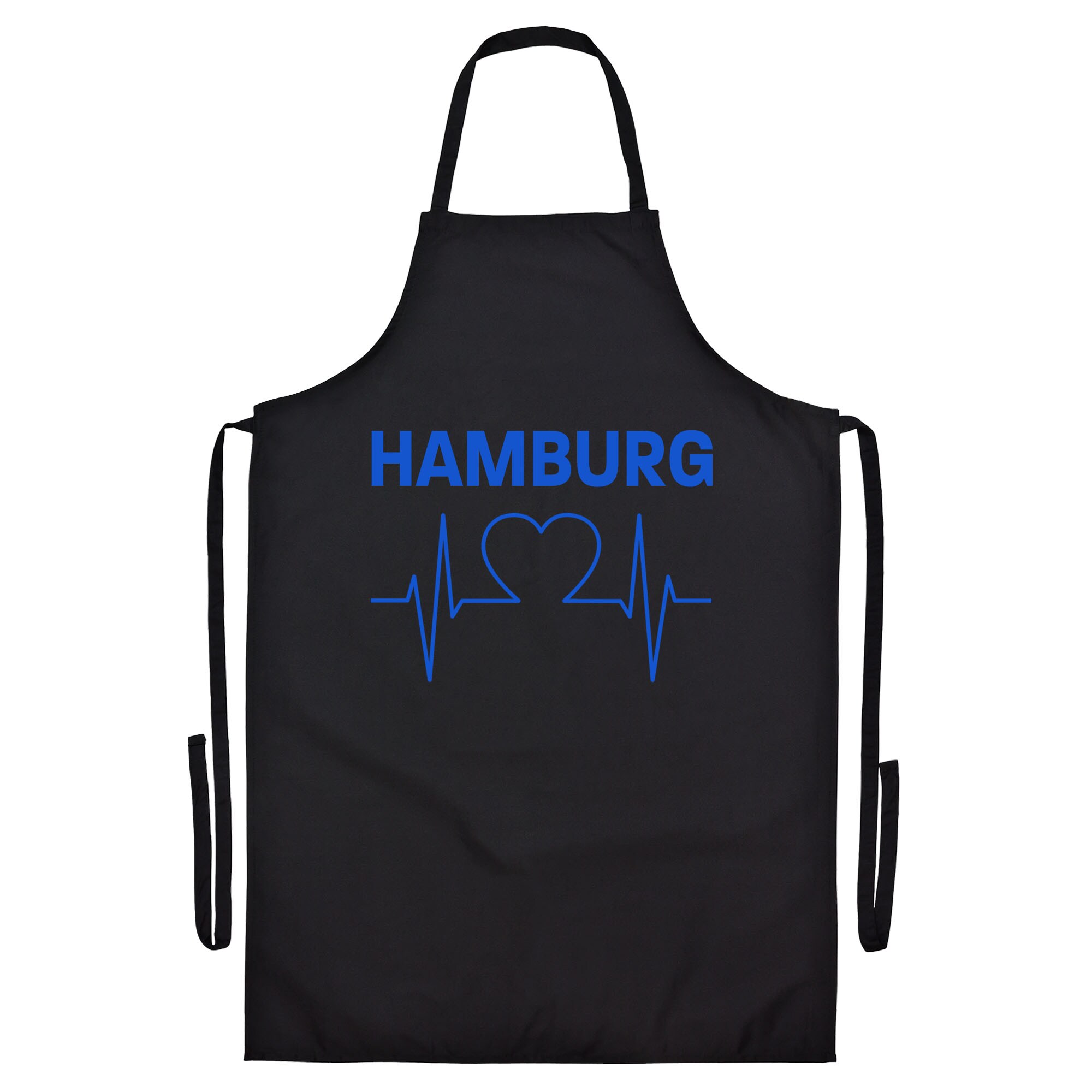 multifanshop® Grillschürze - Hamburg - Herzschlag - Druck blau
