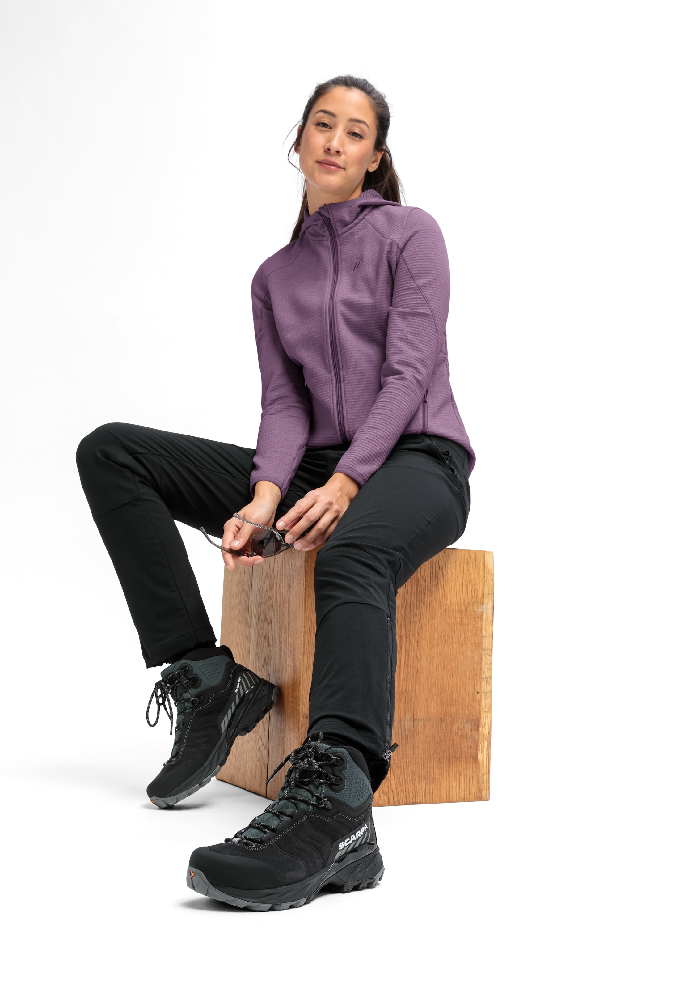 Maier Sports Fleecejacke »Tesila Hood W« Damen Midlayer, atmungsaktiv schnelltrocknend, Full-Zip, Regular fit