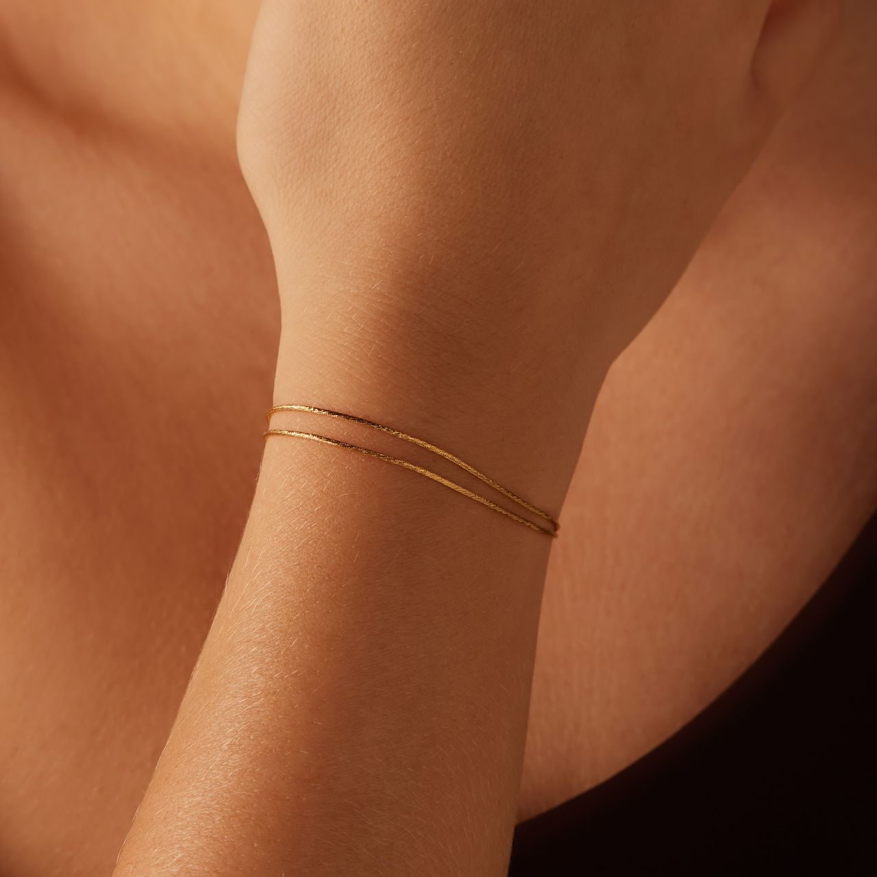 Zilveren goldplated armband dubbel