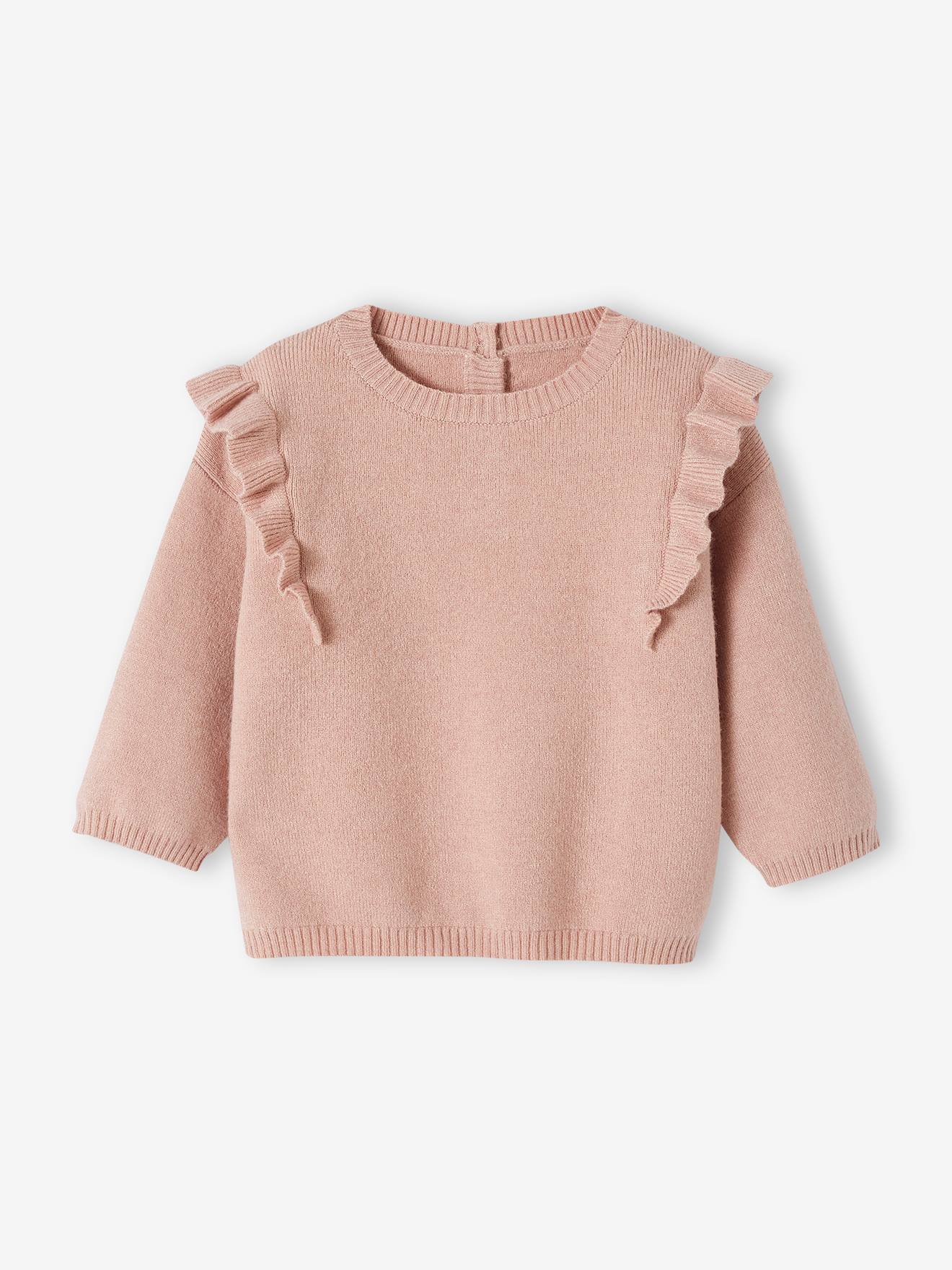 Conjunto de tricô para bebê: suéter + leggings rosa-maquiagem
