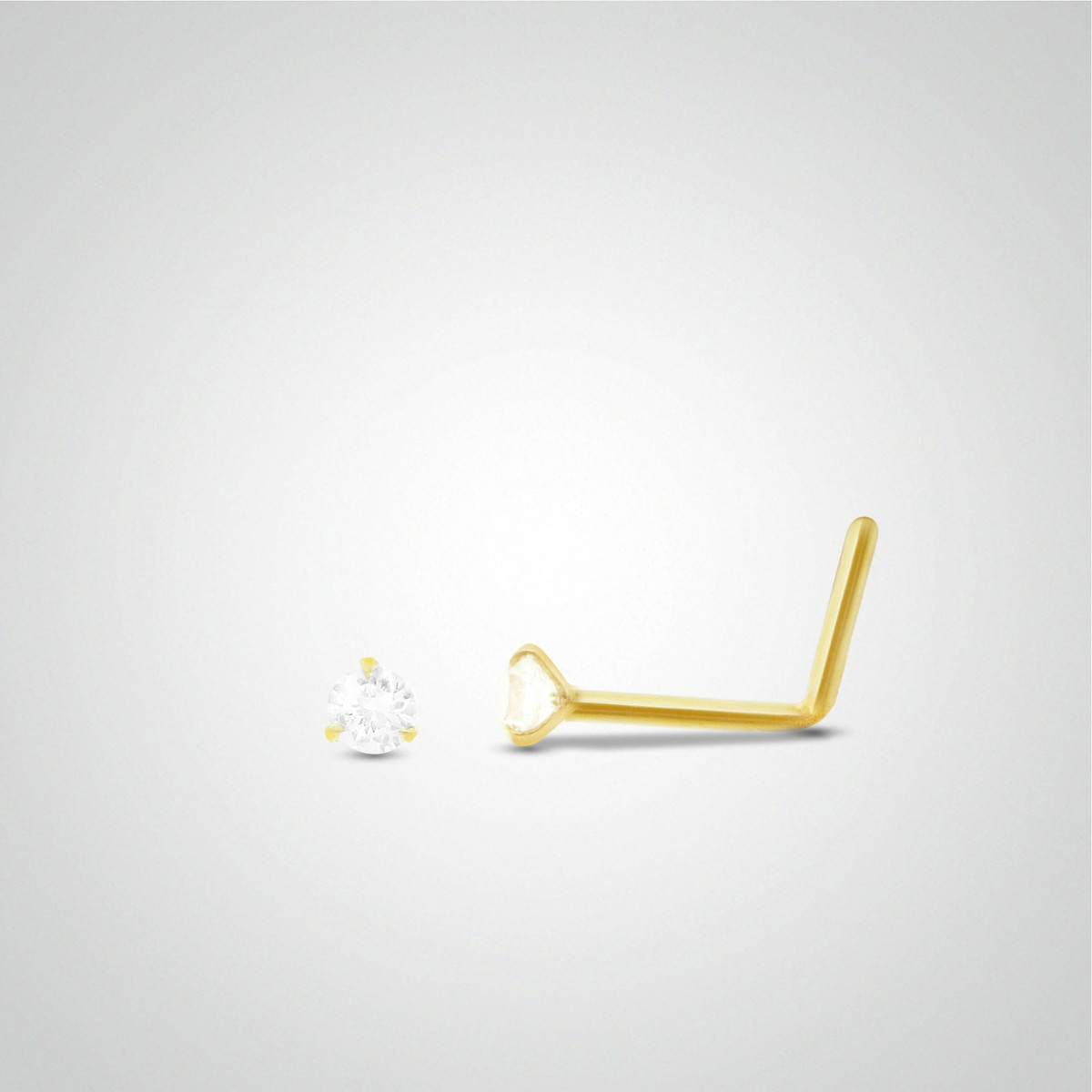 Piercing de nez diamant 0,03carats or jaune barre pliée