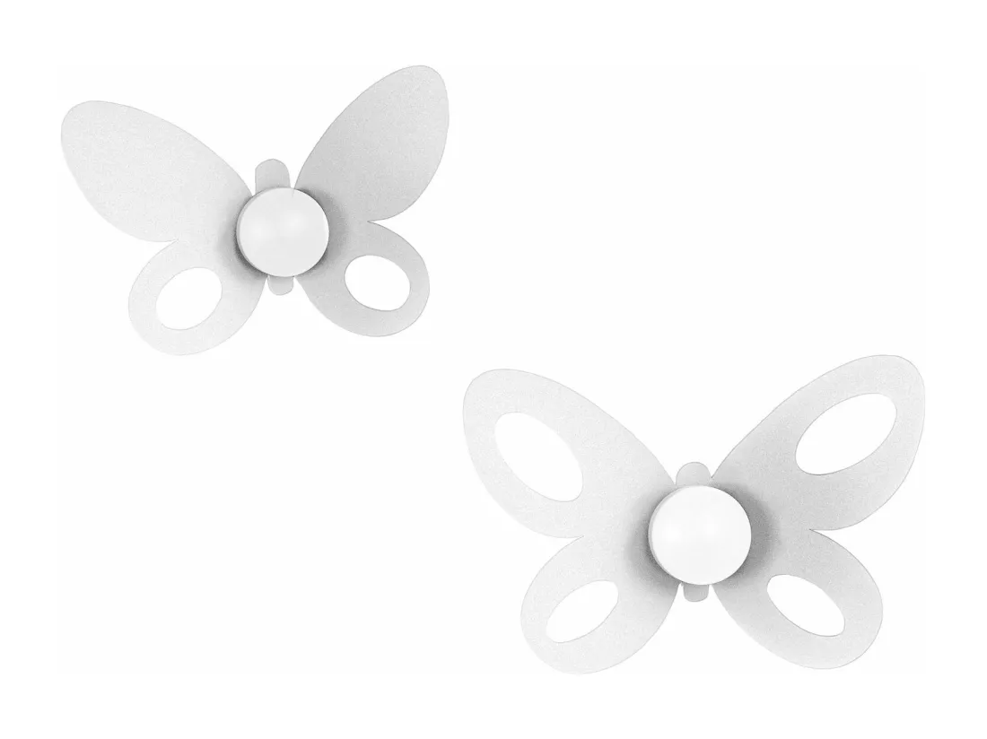 Lot de 2 Patères Murales Papillon Blanc Fabriqués en Italie en Acier, Décoratives pour Entrée, Salle de Bain et Chambre