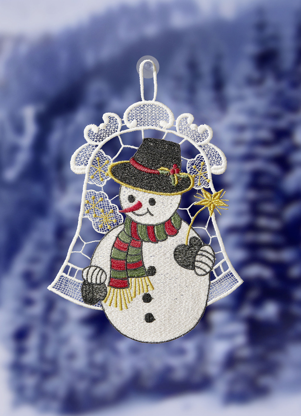 Fensterbild mit Schneemann-Motiv