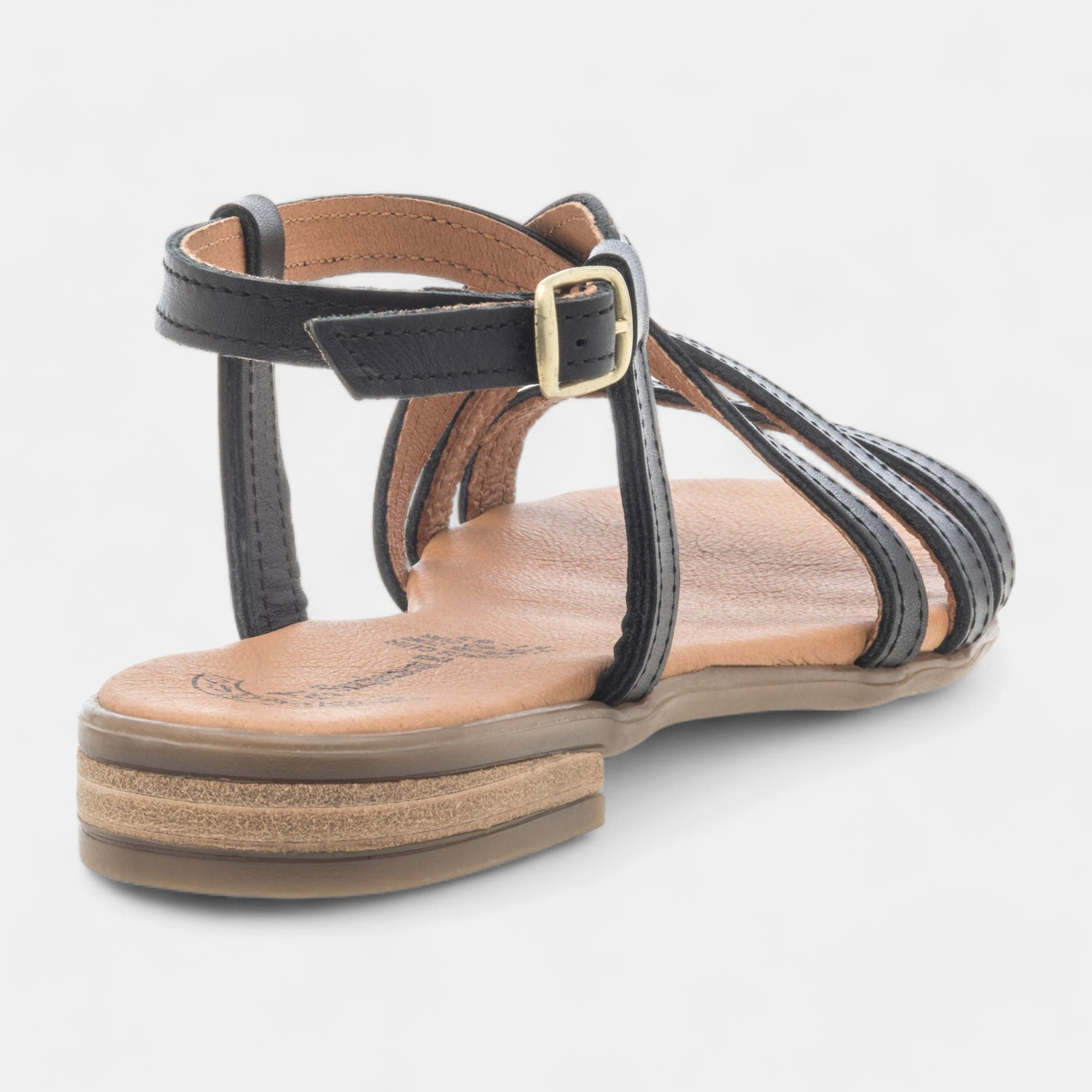 Nu-pieds Femme en cuir noir