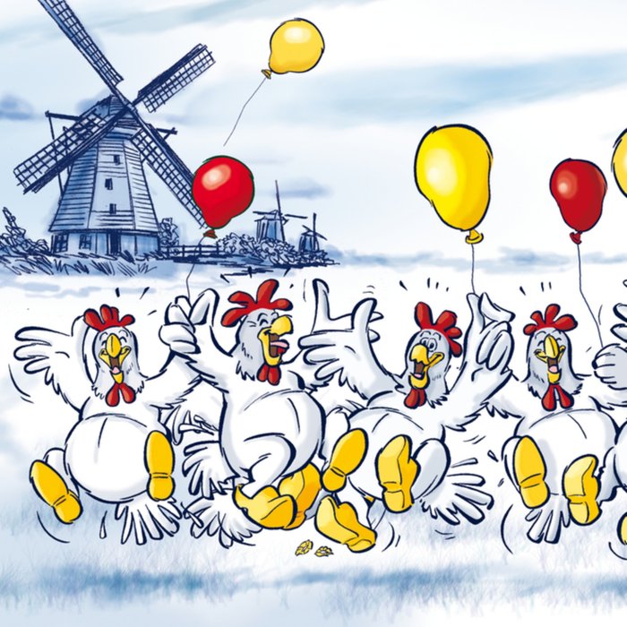 Old Dutch | Verjaardagskaart | kippen