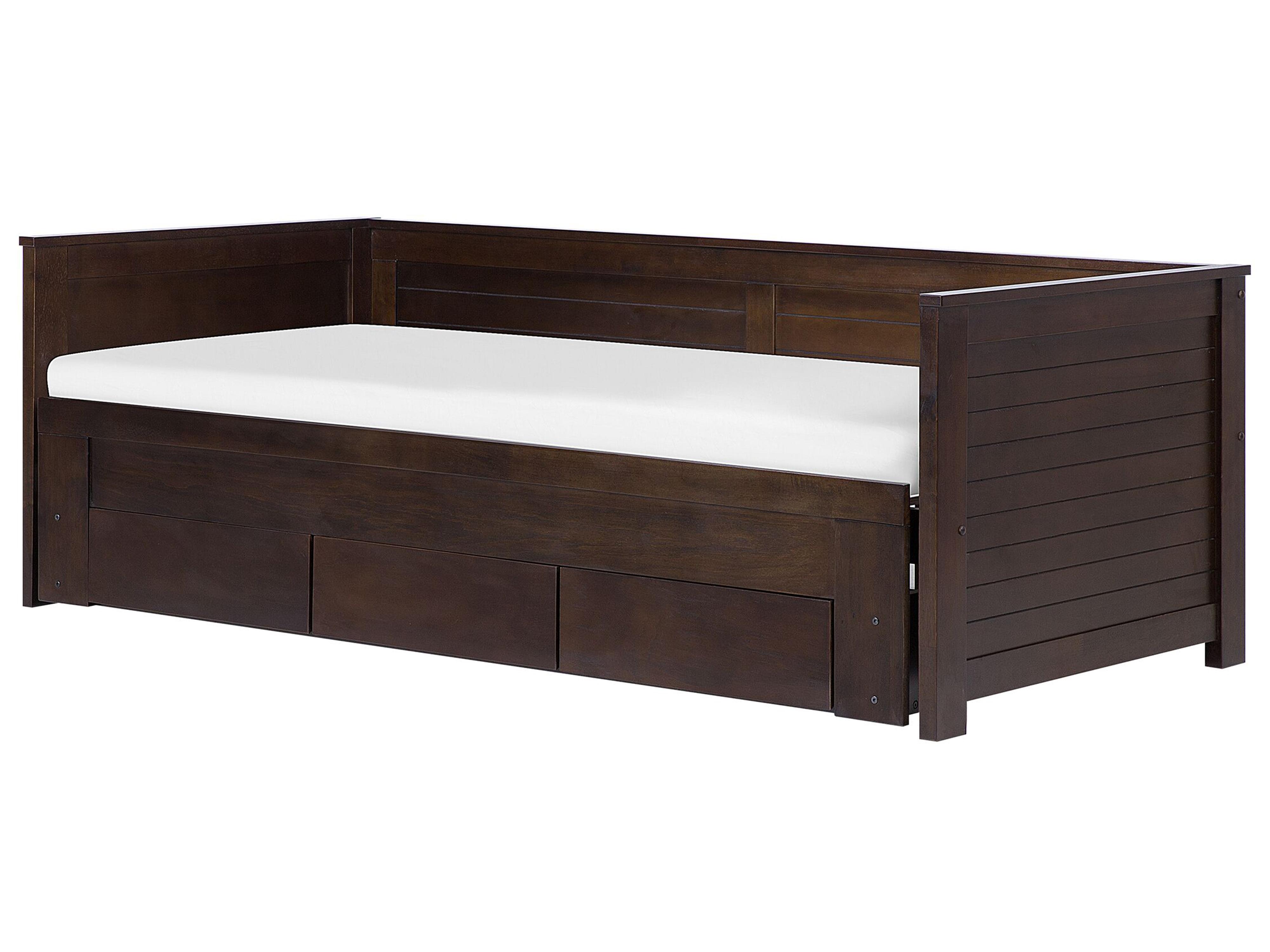 Bed met opbergladen Hout CAHORS 90 x 200 cm Donkerbruin