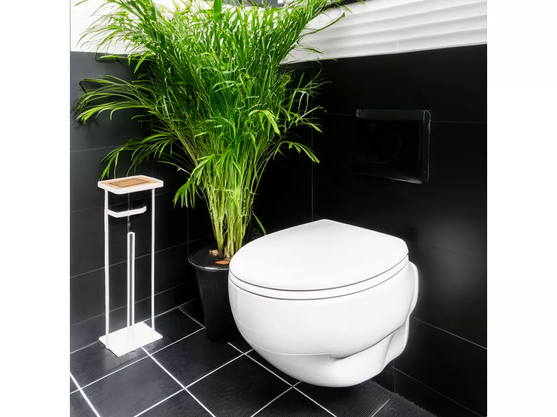 WELL HOME - Porte-papier toilette, avec réserve et support téléphone