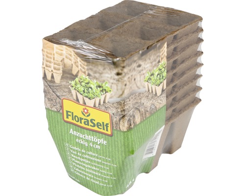 FloraSelf zaailingpotten 4x4x5 cm, 8 planttrays x 6 plantopties = 48 zaailingpotten