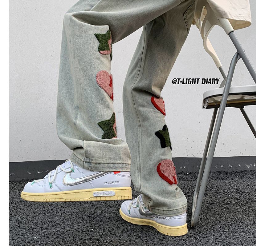 ROOSE - Geborduurde rechte jeans