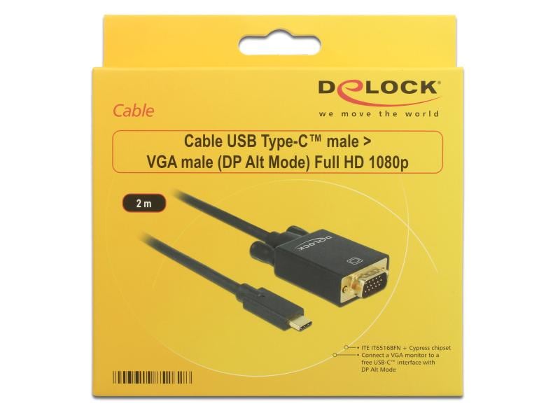 Delock Kabel USB Type-C - VGA, 2 m USB-C zu VGA Kabel